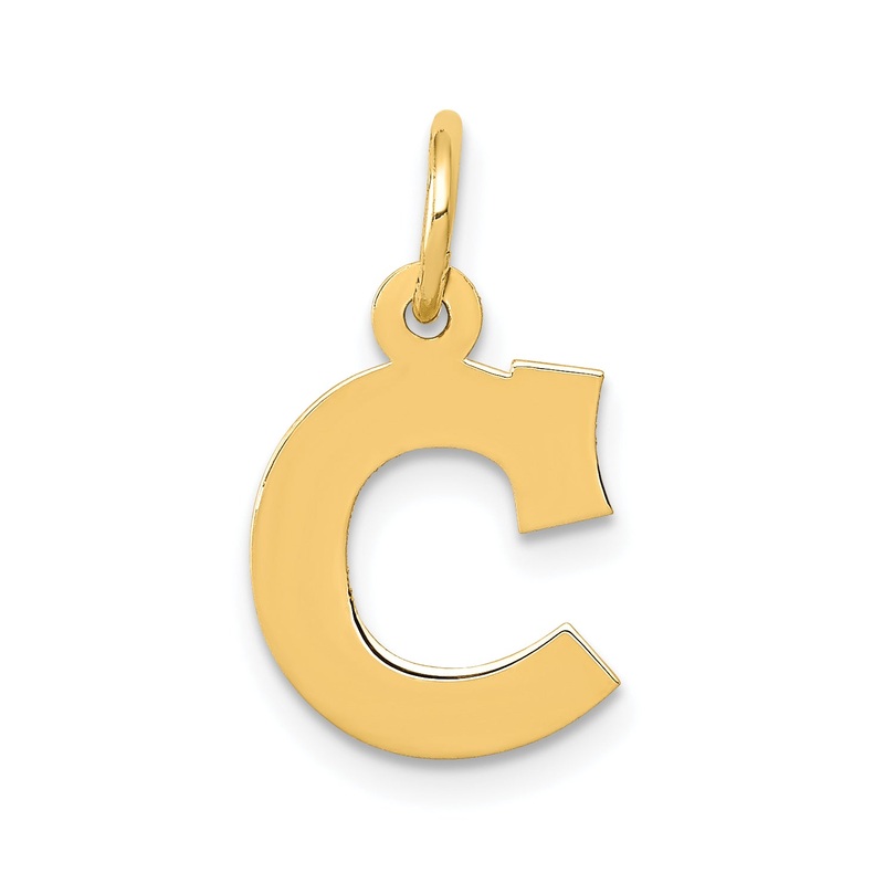 10K Yellow Gold Small Block Initial C Charm