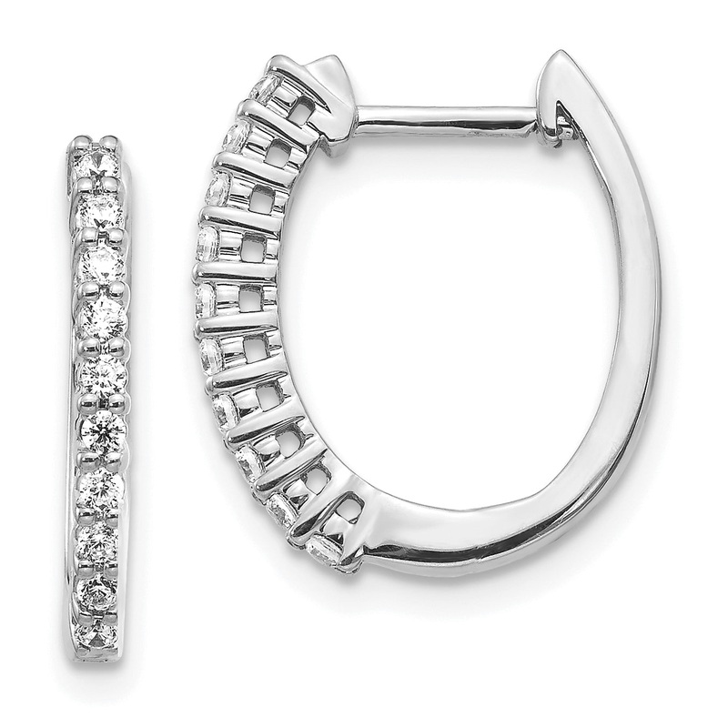 14k White Gold 1/3 Ct. Lab Grown Diamond VS/SI+ G+ Hinged Hoop Earrings