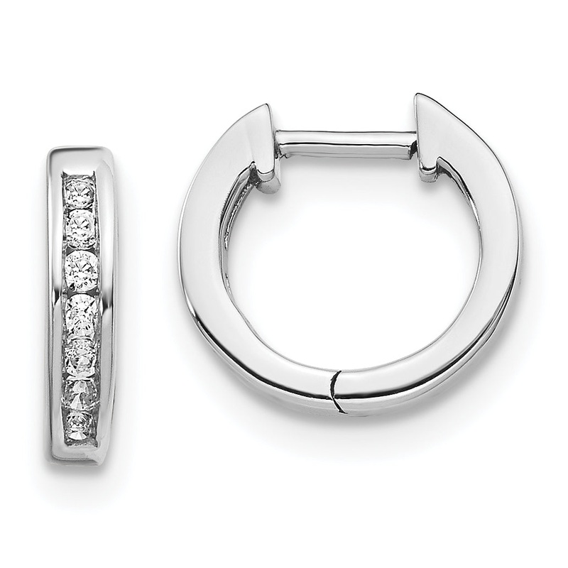 14k White Gold 1/8 Ct. Lab Grown Diamond VS/SI+ G+ Hinged Hoop Earrings