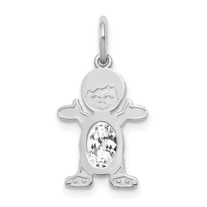 14k White Gold 14K White Gold Boy 6×4 Oval Genuine White Topaz-April