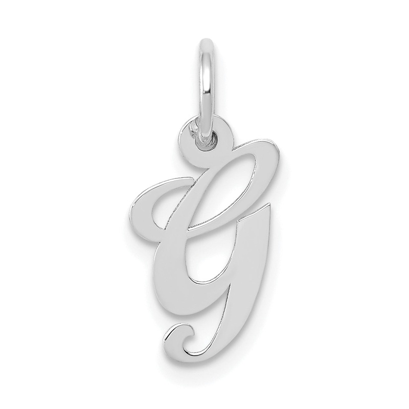14k White Gold 14k White Gold Small Fancy Script Letter G Initial Charm