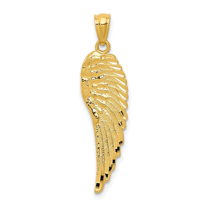 14k Yellow Gold 14K Gold Polished and Textured Angel Wing Pendant