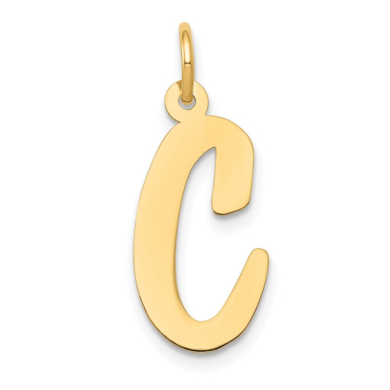 14k Yellow Gold 14k Large Script Letter C Initial Charm