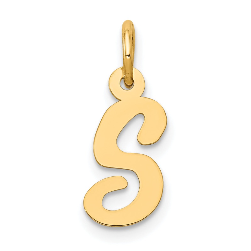 14k Yellow Gold 14k Small Script Letter S Initial Charm