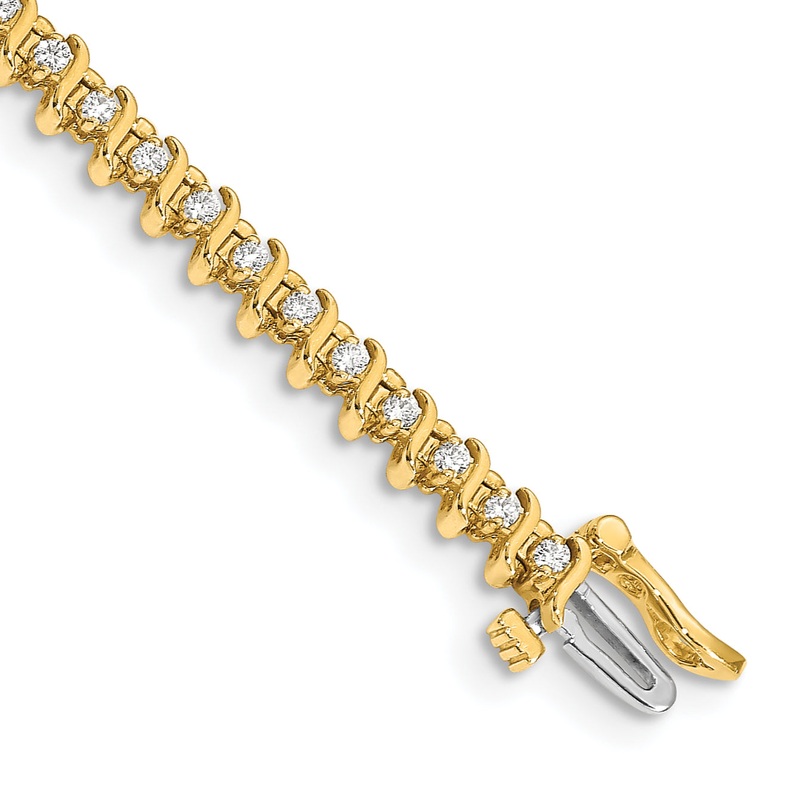 14k Yellow Gold 7/8 Ct. Lab Grown Diamond VS/SI+ G+ Round Tennis Bracelet