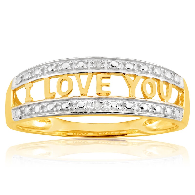 9ct Yellow Gold Diamond “I LOVE YOU” Ring