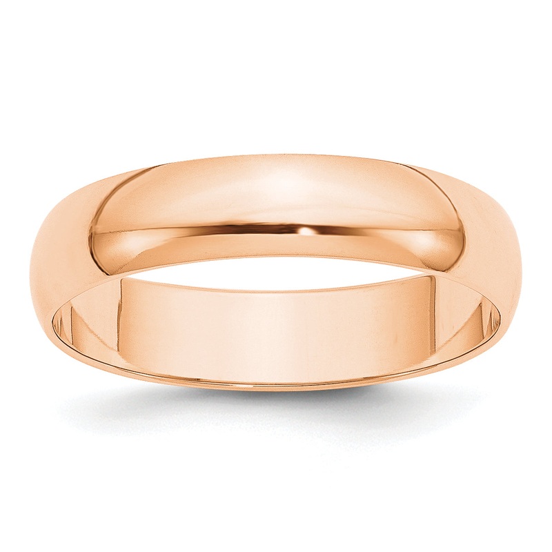 10K Rose Gold 5mm Lightweight Half Round Wedding Band Size 8