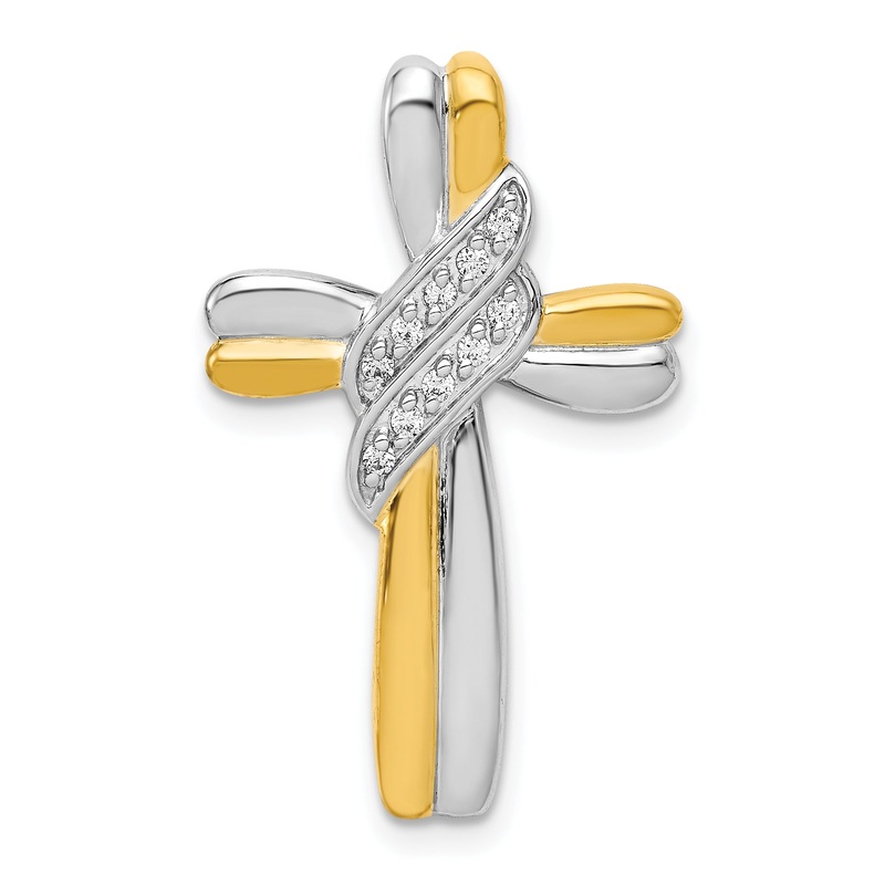 10K Two-Tone 10K Diamond Cross Pendant
