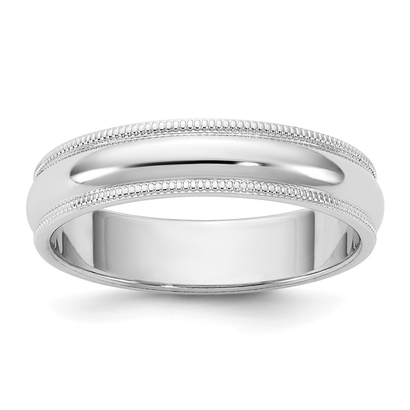 10K White Gold 10Kw 4.5mm Milgrain Half Round Band Size 11.5
