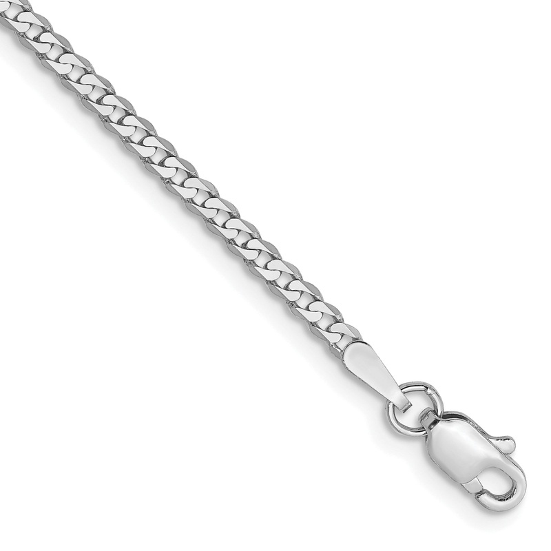 10K White Gold Wg 2.2mm Flat Beveled Curb Chain
