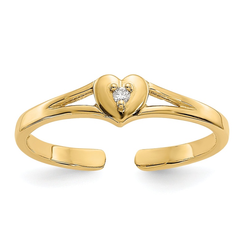 10K Yellow Gold 10K .01Ct Diamond Heart Toe Ring