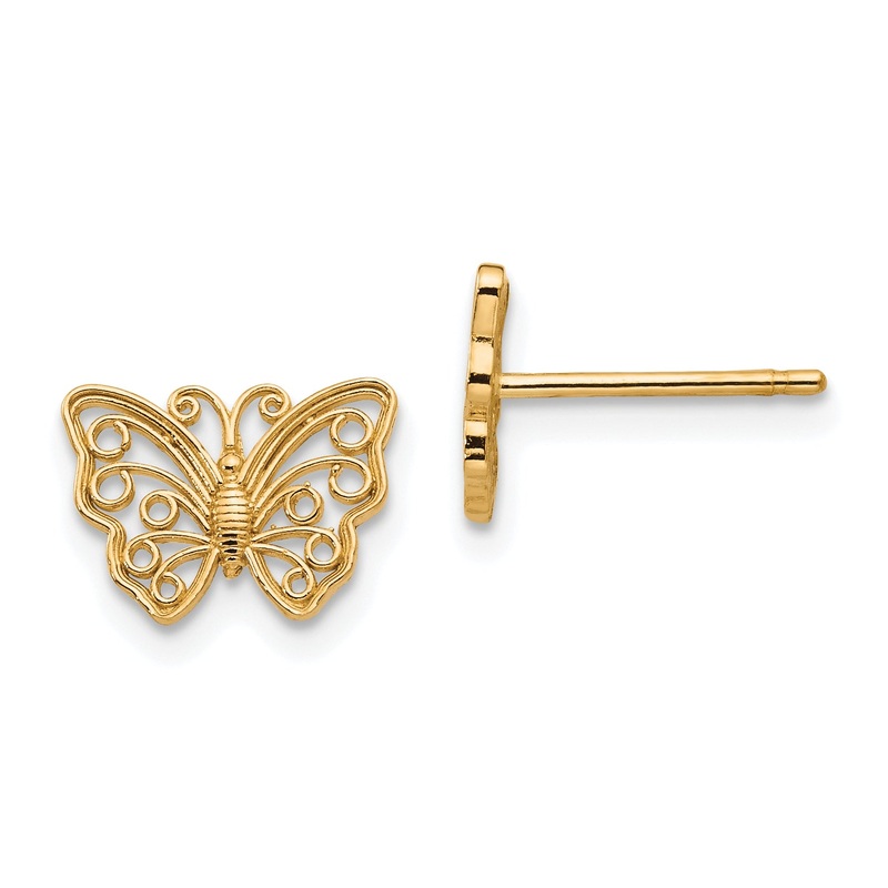 10K Yellow Gold 10K Butterfly Post Earrings
