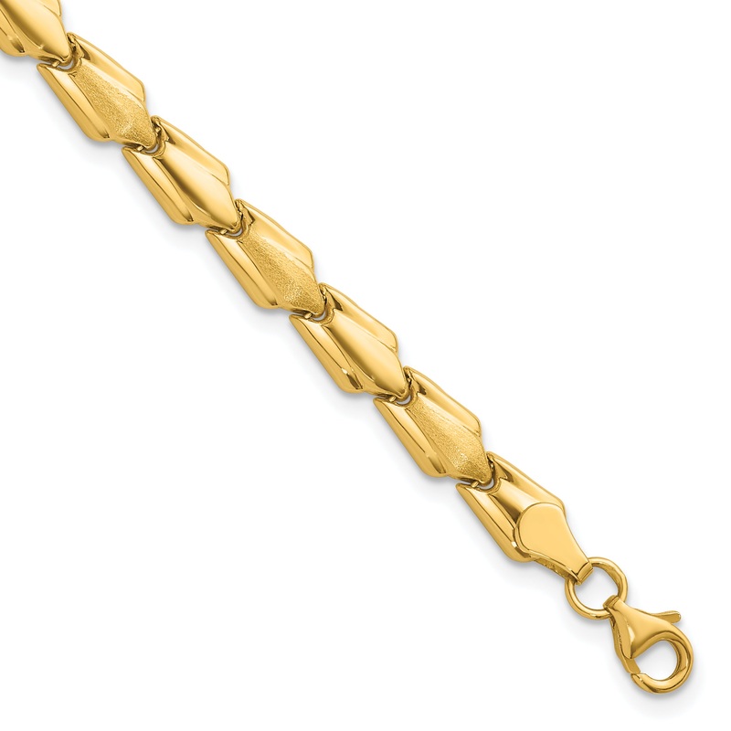 10K Yellow Gold 10K Polished And Satin Fancy Link 7.5 Inch Bracelet