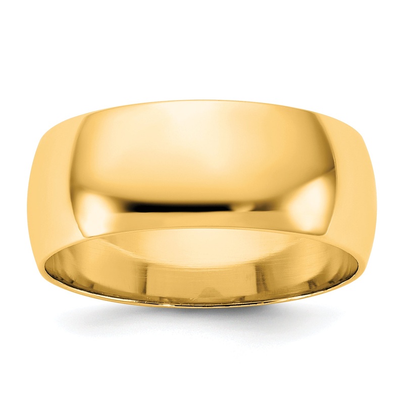 10K Yellow Gold 10Ky 7.5mm Ltw Half Round Band Size 8.5