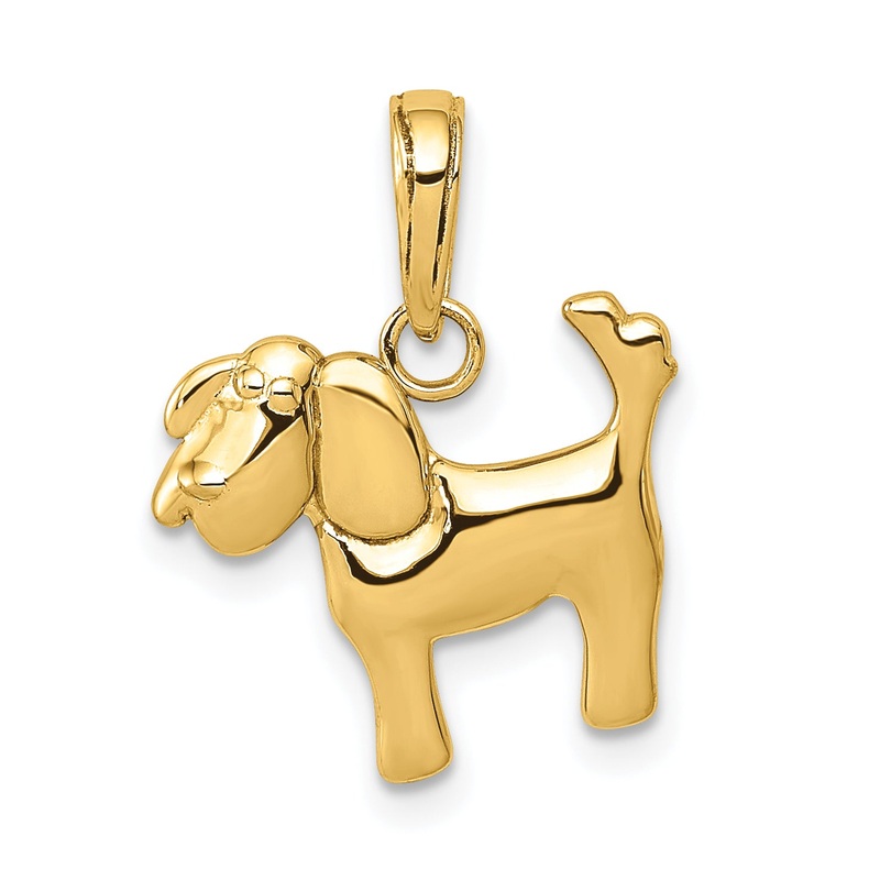 10K Yellow Gold Polished Dog Charm