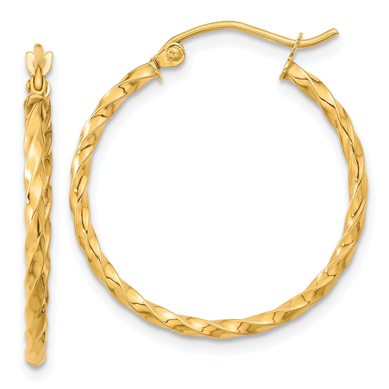 10K Yellow Gold Twist Polished Hoop Earring