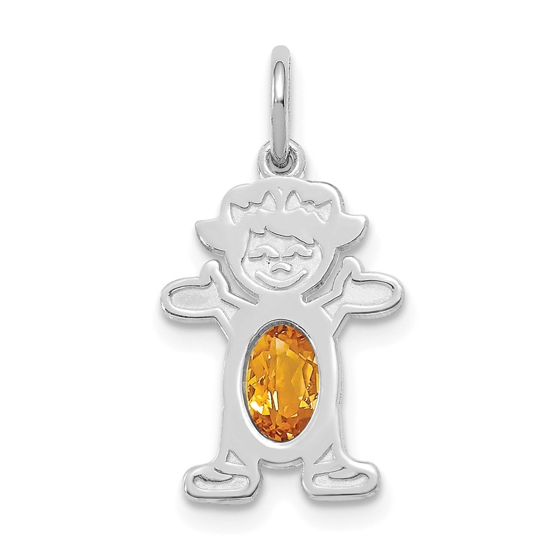 14k White Gold 14K White Gold Girl 6×4 Oval Genuine Citrine-November