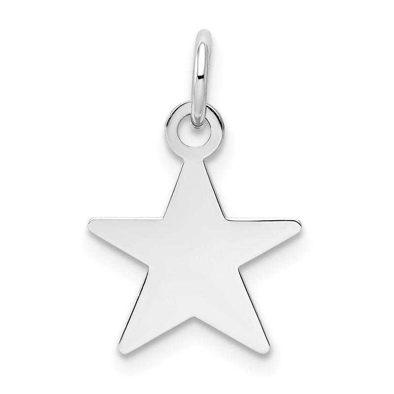 14k White Gold 14k White Gold Plain .013 Gauge Engravable Star Charm