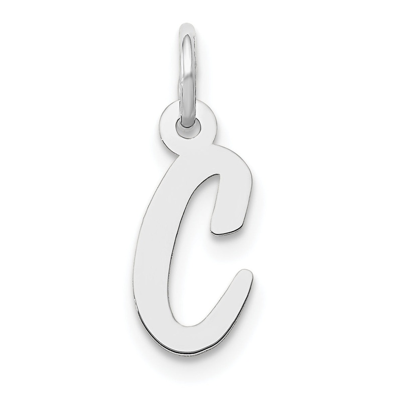 14k White Gold 14k White Gold Small Script Letter C Initial Charm