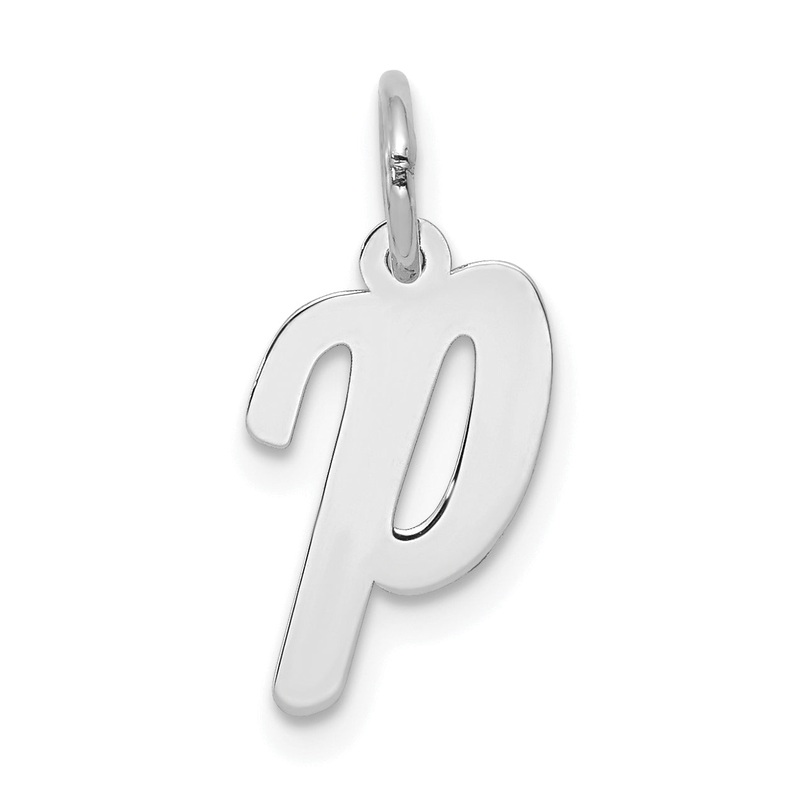 14k White Gold 14k White Gold Small Script Letter P Initial Charm