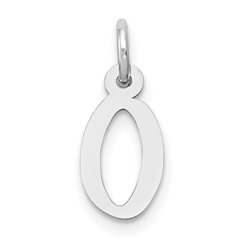 14k White Gold 14K White Gold Small Slanted Block Letter O Initial Charm