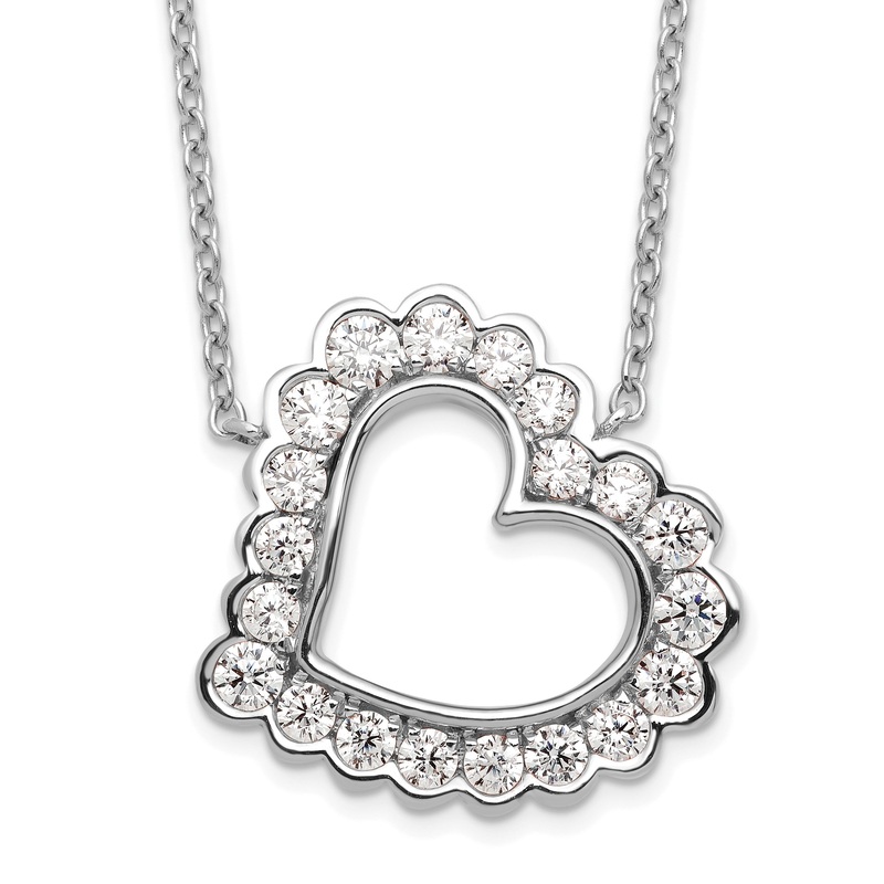 14k White Gold 3/4 Ct. Lab Grown Diamond VS/SI+ G+ 18 inch Heart Necklace