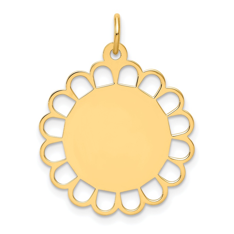 14k Yellow Gold 14k Plain .011 Gauge Engravable Flower Disc Charm