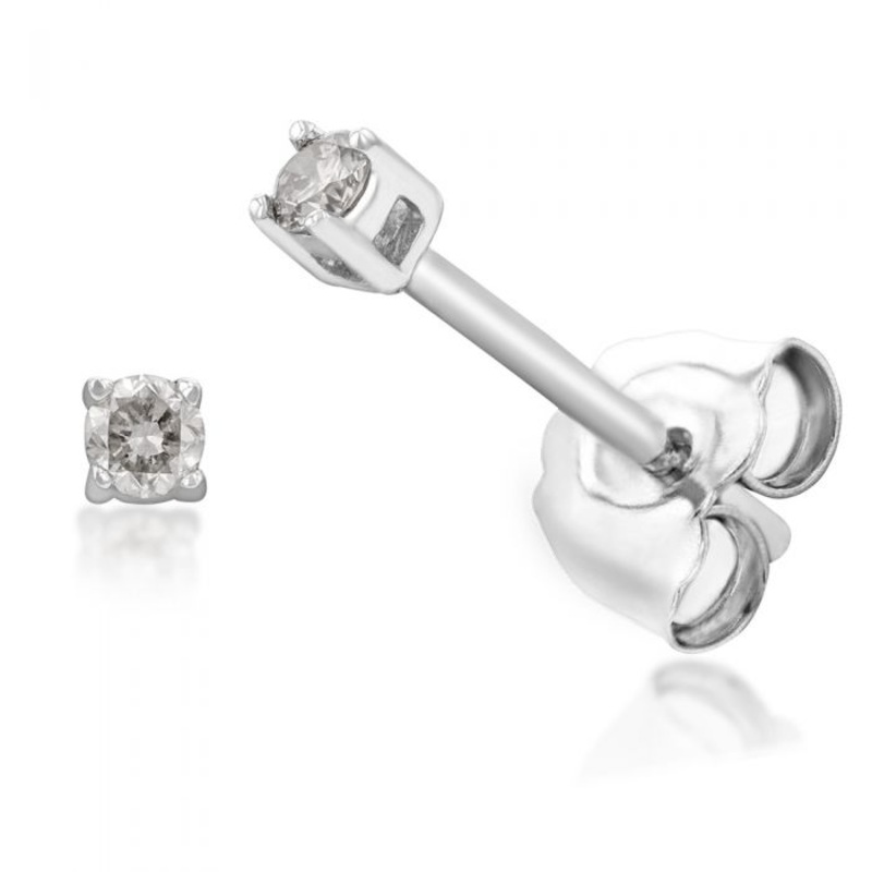 9ct White Gold  0.05 Carat Diamond Stud Earrings