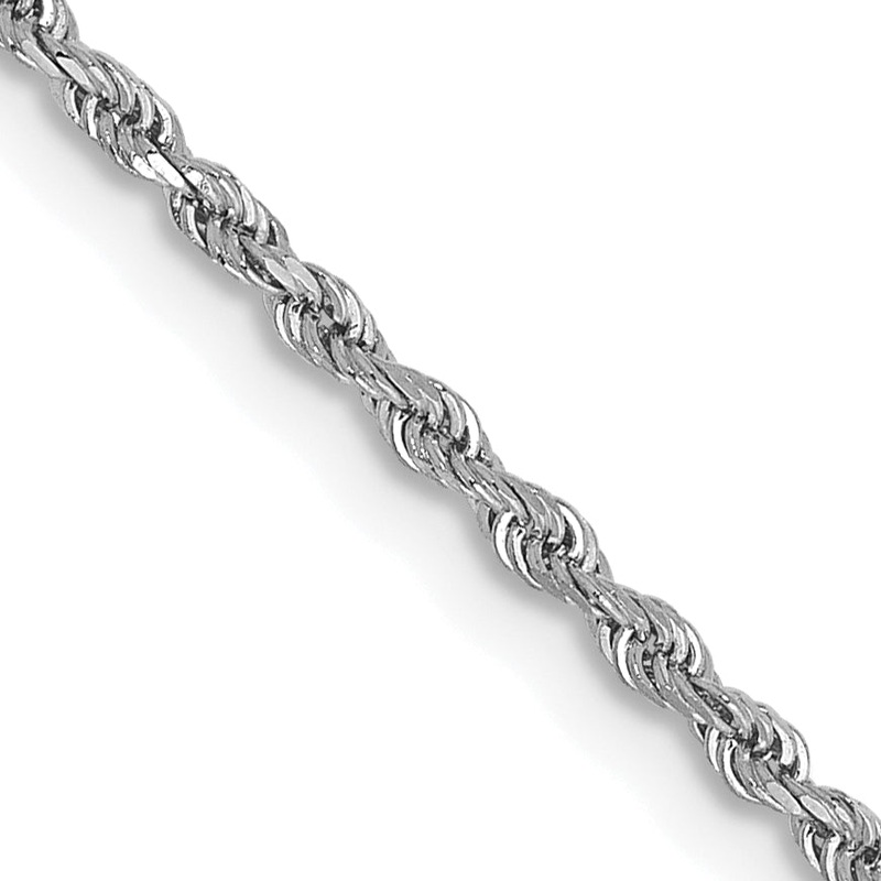 10K White Gold 1.5mm Diamond-Cut Rope Chain