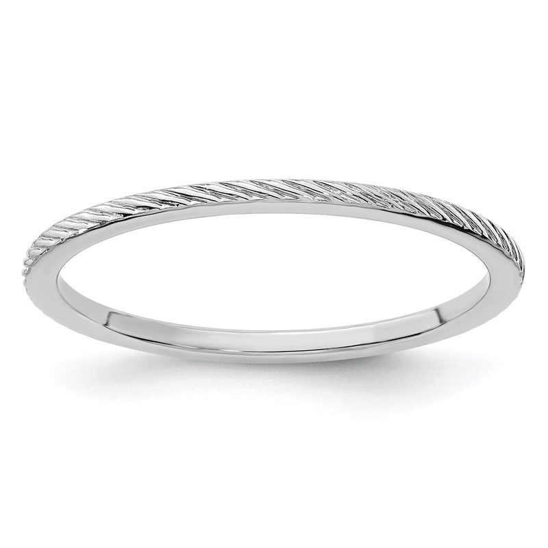 10K White Gold 10K 1.2mm Twisted Wire Pattern Stackable Band Size 5.5
