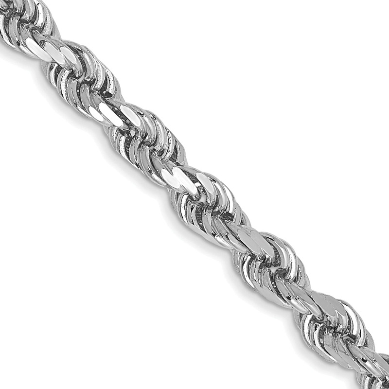 10K White Gold 3mm Diamond-Cut Rope Chain