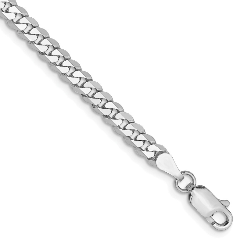 10K White Gold Wg 3.9mm Flat Beveled Curb Chain