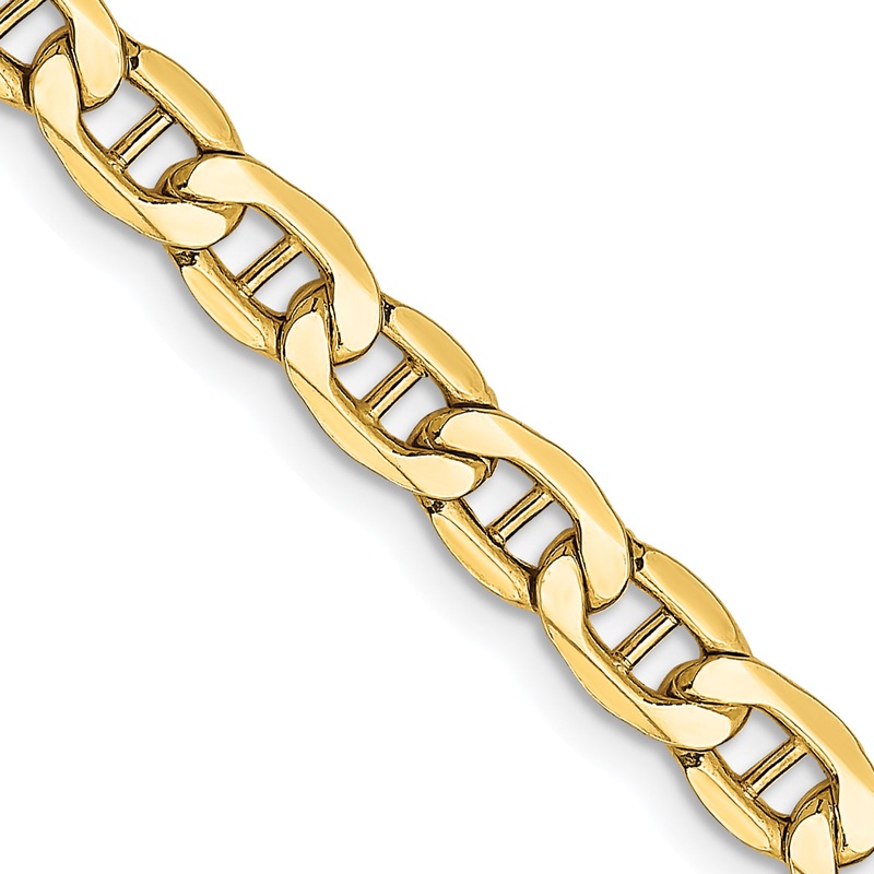 10K Yellow Gold 10K 4.75mm Semi-Solid Anchor Chain