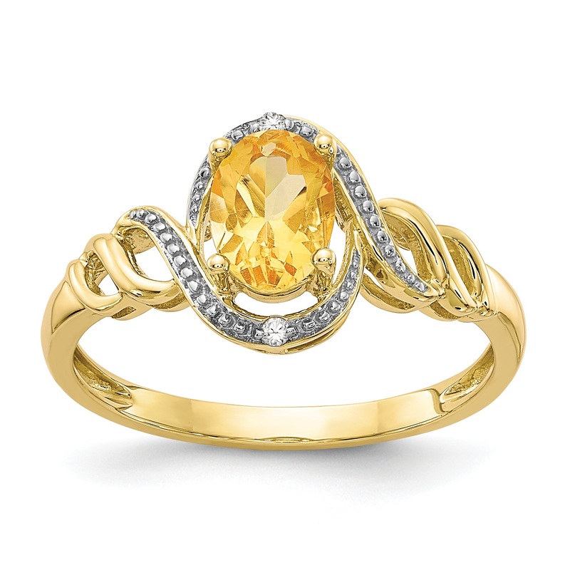 10K Yellow Gold 10K Citrine And Diamond Ring
