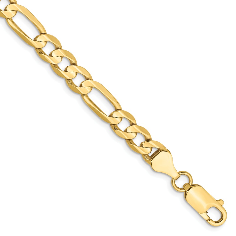 10K Yellow Gold 6mm Concave Open Figaro Chain