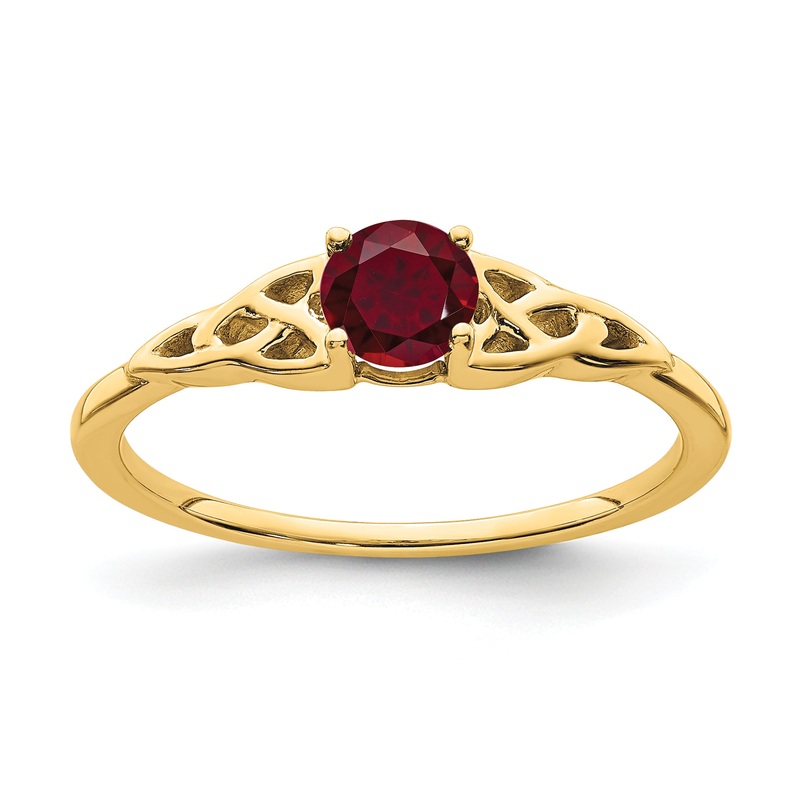 10K Yellow Gold Created Ruby Celtic Knot Ring
