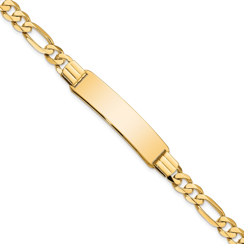 10K Yellow Gold Figaro Link Id Bracelet