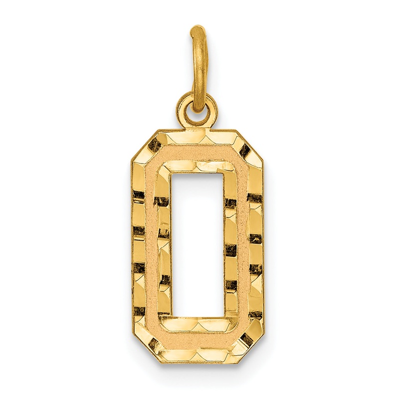 14k Yellow Gold 14k Medium Diamond-cut Number 0 Charm