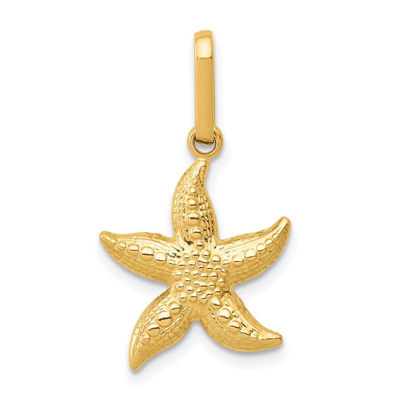 14k Yellow Gold 14k Textured Hollow Starfish Pendant