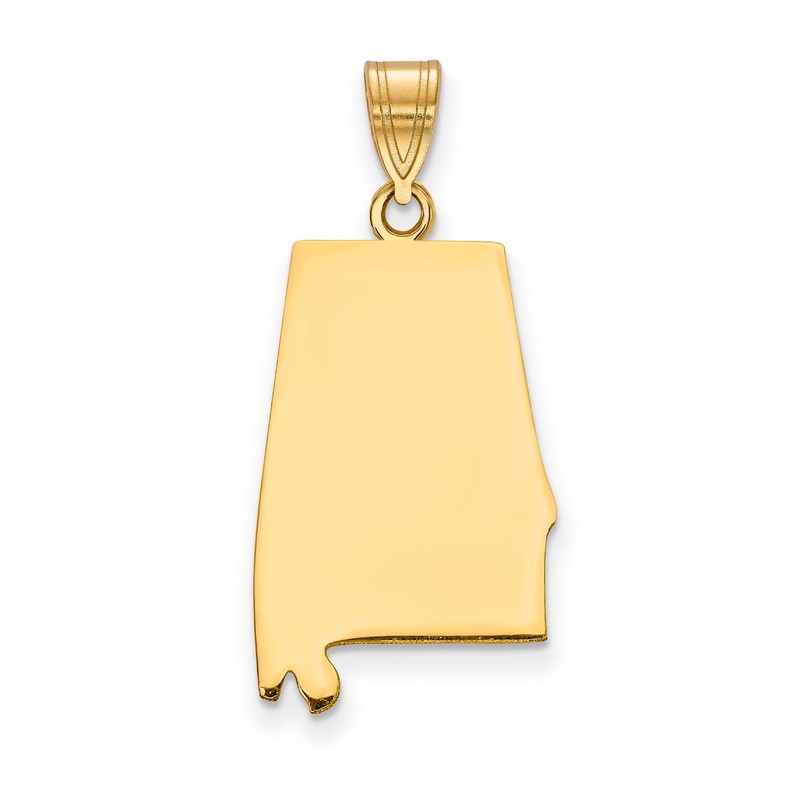 14k Yellow Gold 14KY Alabama State Pendant