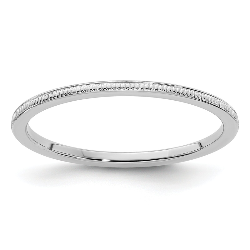 10K White Gold 10K 1.2mm Milgrain Stackable Band Size 10
