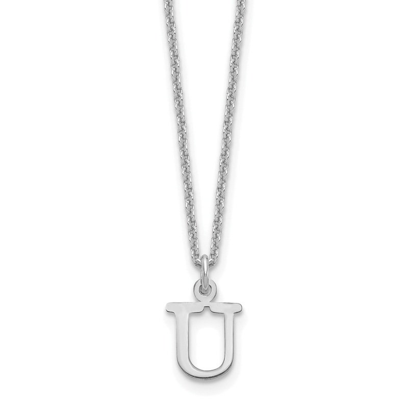 10K White Gold 10Kw Cutout Letter U Initial Necklace