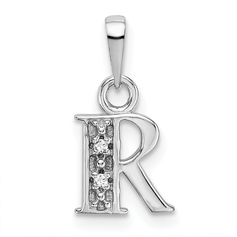 10K White Gold 10Kw Initial R Charm