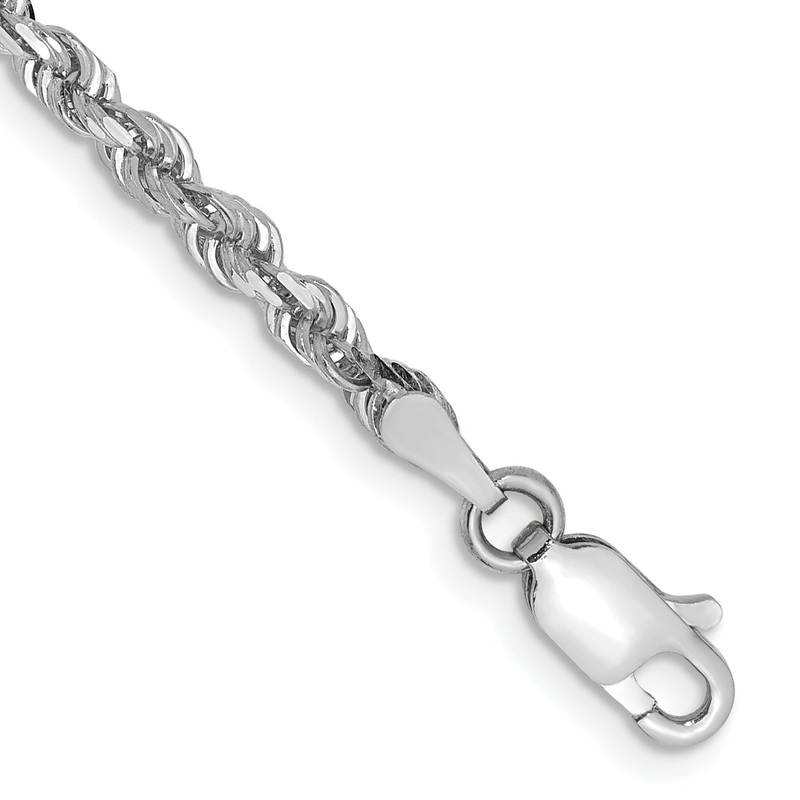 10K White Gold 3mm D/C Quadruple Rope Chain