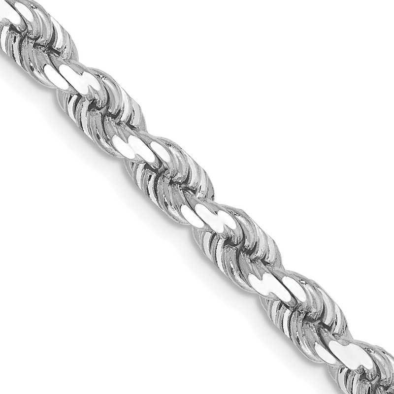 10K White Gold 4.5mm Diamond-Cut Rope Chain