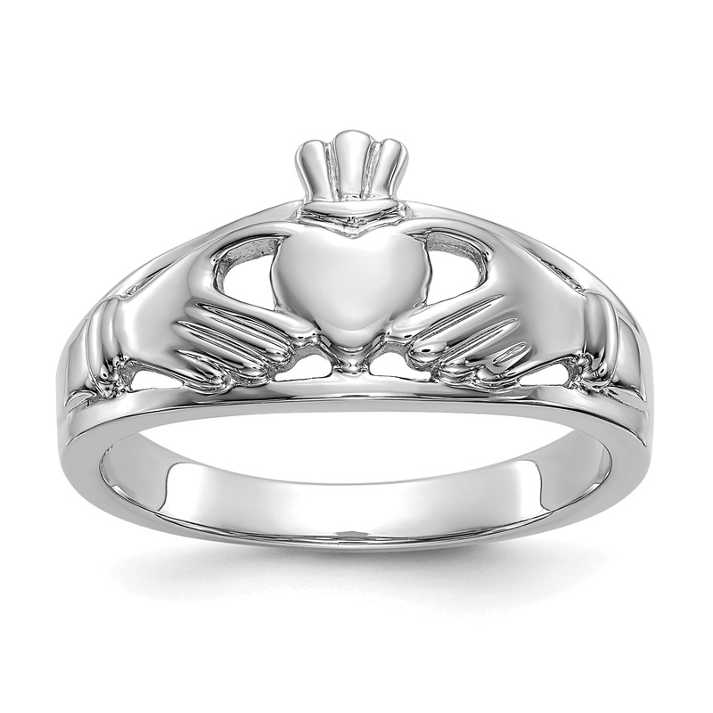 10K White Gold Ladies Claddagh Ring
