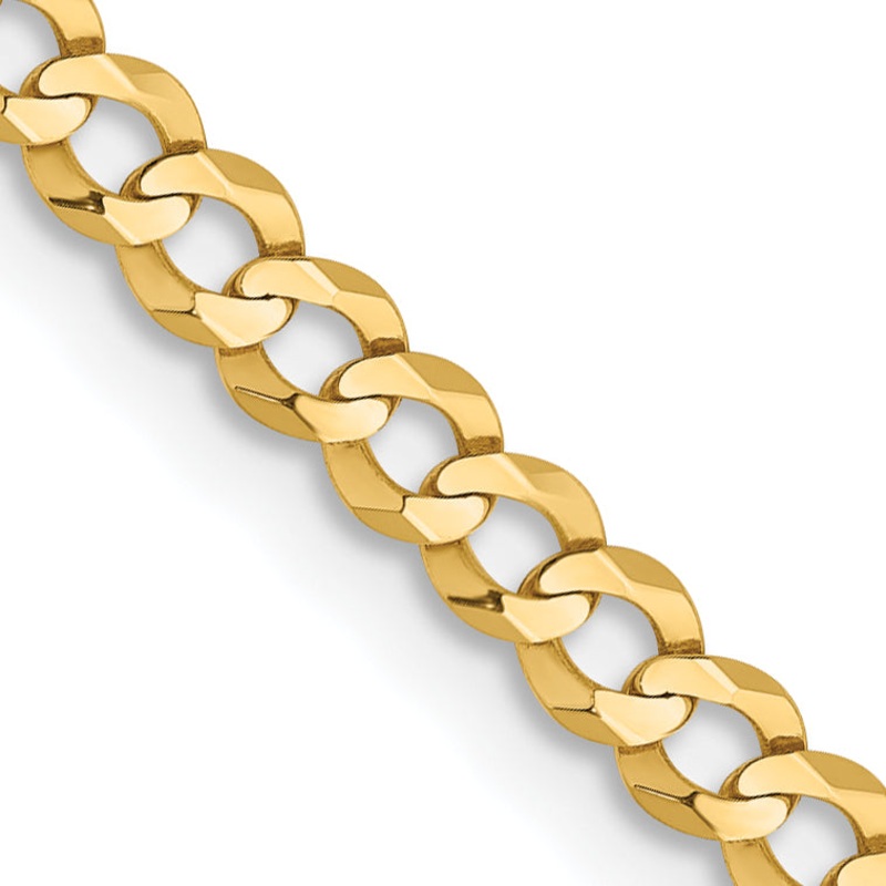10K Yellow Gold 10K 3.1mm Lightweight Flat Cuban Chain