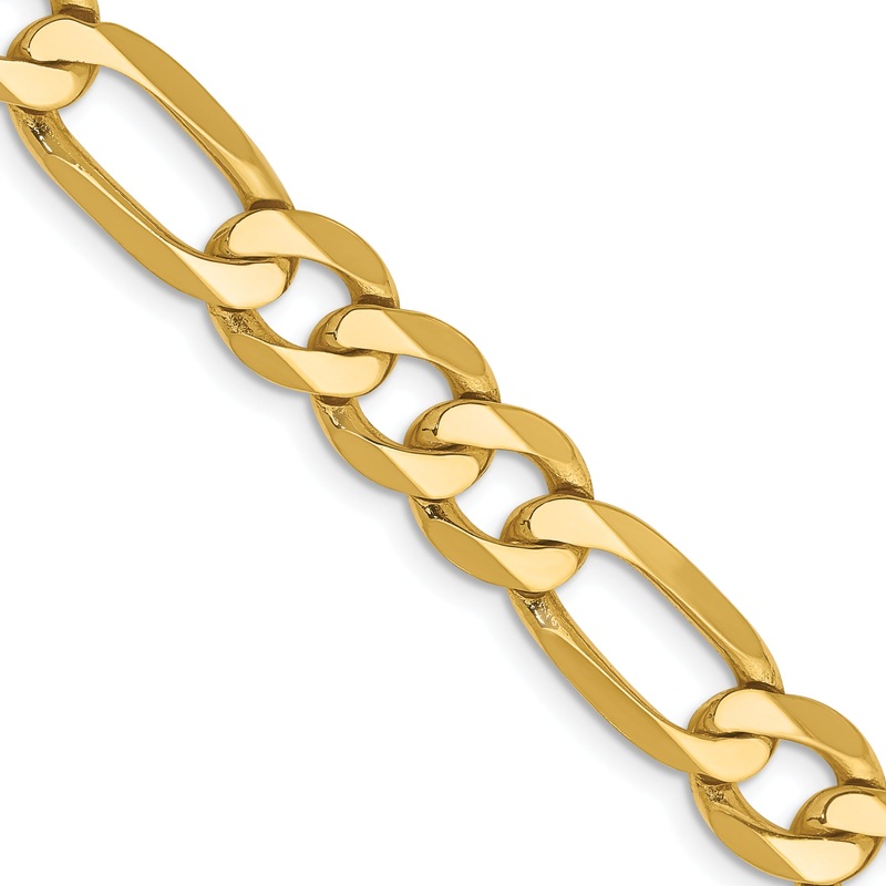10K Yellow Gold 10K 7.5mm Flat Figaro Chain