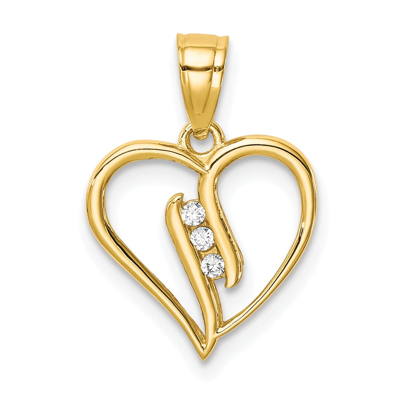 10k Yellow Gold 10K CZ Heart Pendant