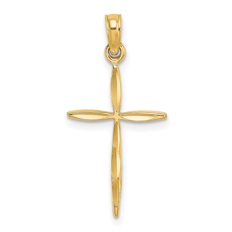 10K Yellow Gold 10K D/C With Tapered Ends Cross Charm